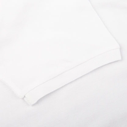 Fedeli Washed White Light Cotton Pique Polo Shirt Cuff