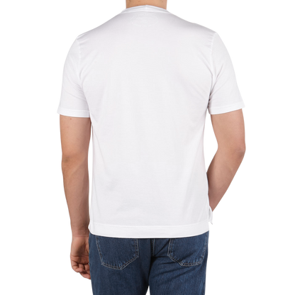 Fedeli Washed White Organic Cotton Jersey T-Shirt Back
