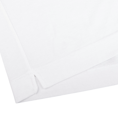Fedeli Washed White Organic Cotton Jersey T-Shirt Edge