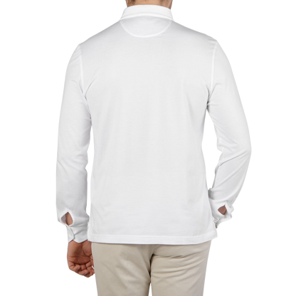 Fedeli White Organic Cotton Polo Shirt Back
