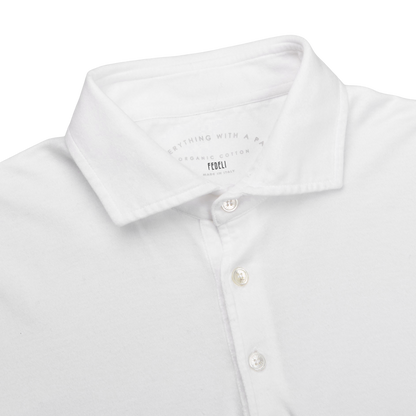 Fedeli White Organic Cotton Polo Shirt Collar