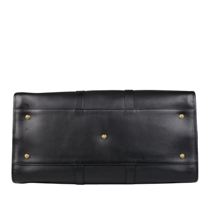 Frank Clegg Black Tumbled Leather Hampton Travel Duffle Buttom
