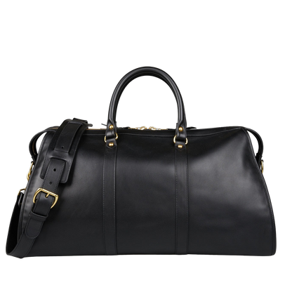 Frank Clegg Black Tumbled Leather Hampton Travel Duffle Feature