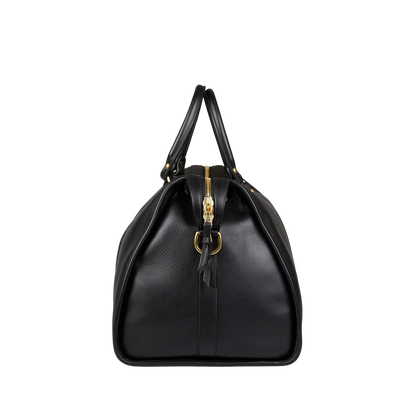 Frank Clegg Black Tumbled Leather Hampton Travel Duffle Side