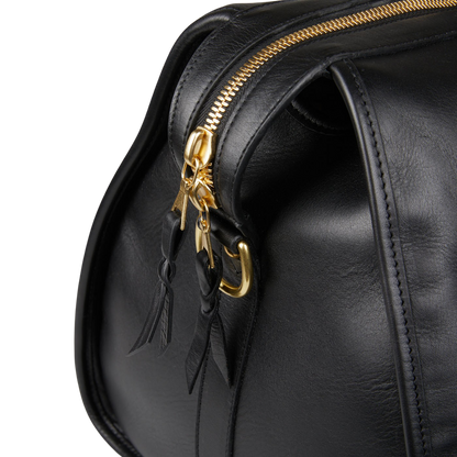 Frank Clegg Black Tumbled Leather Hampton Travel Duffle Zip