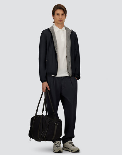 Navy/Grey Nylon Viscose Reversible Millionaire Jacket