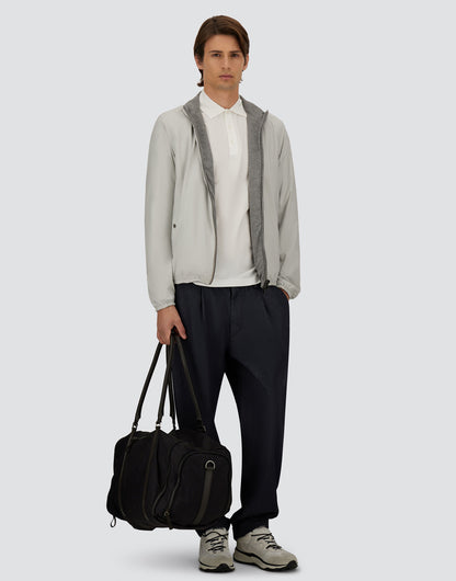 Grey Pearl Nylon/Viscose Reversible Millionaire Jacket