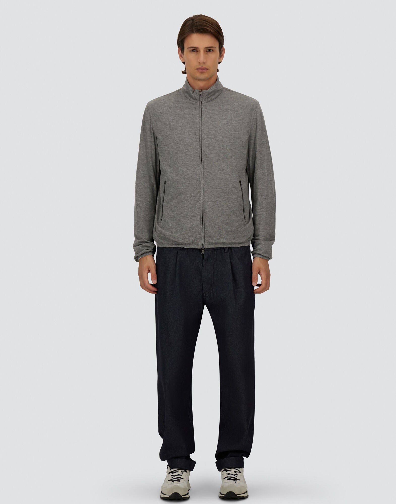 Grey Pearl Nylon/Viscose Reversible Millionaire Jacket