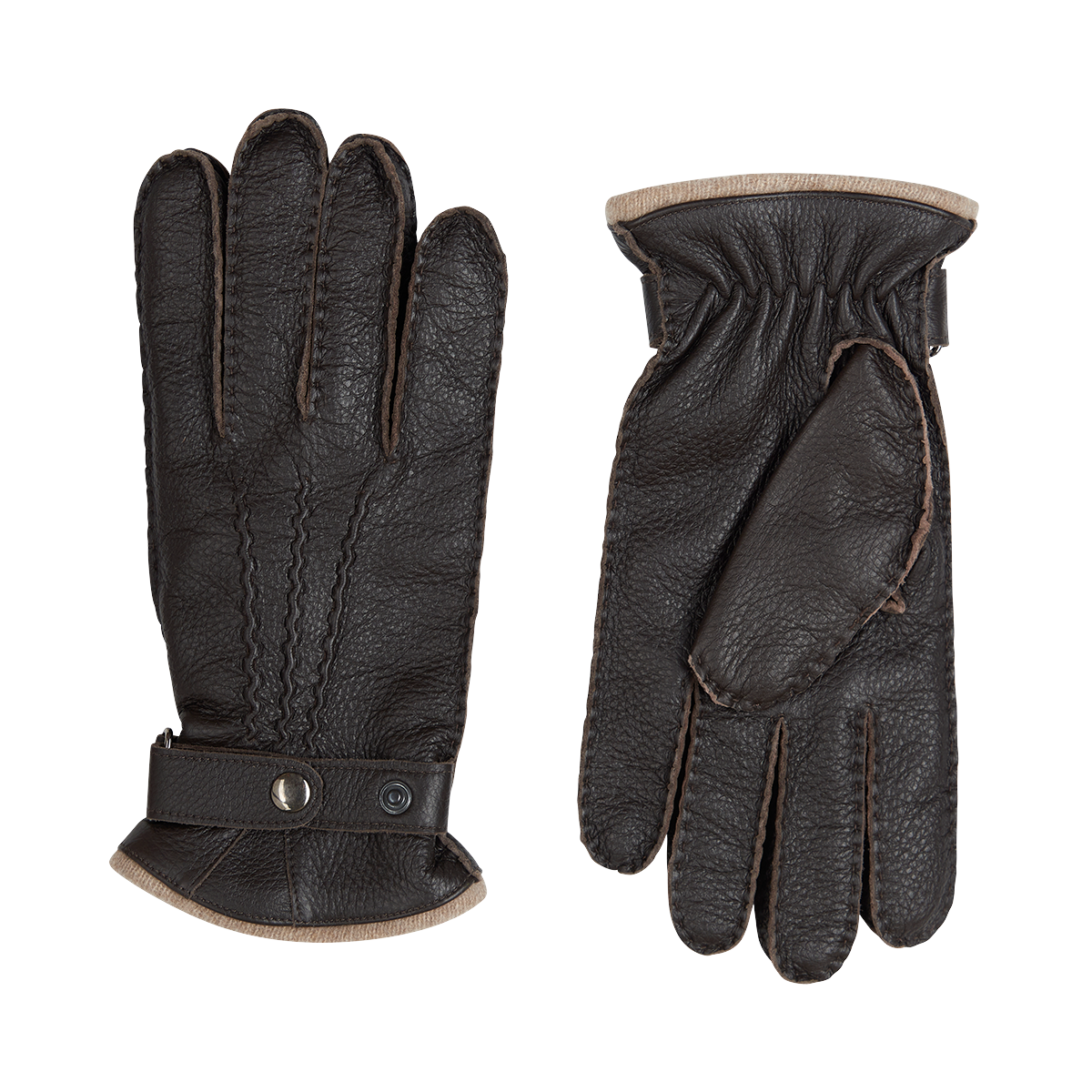 Chocolate Brown Cashmere Lined Leather Gloves