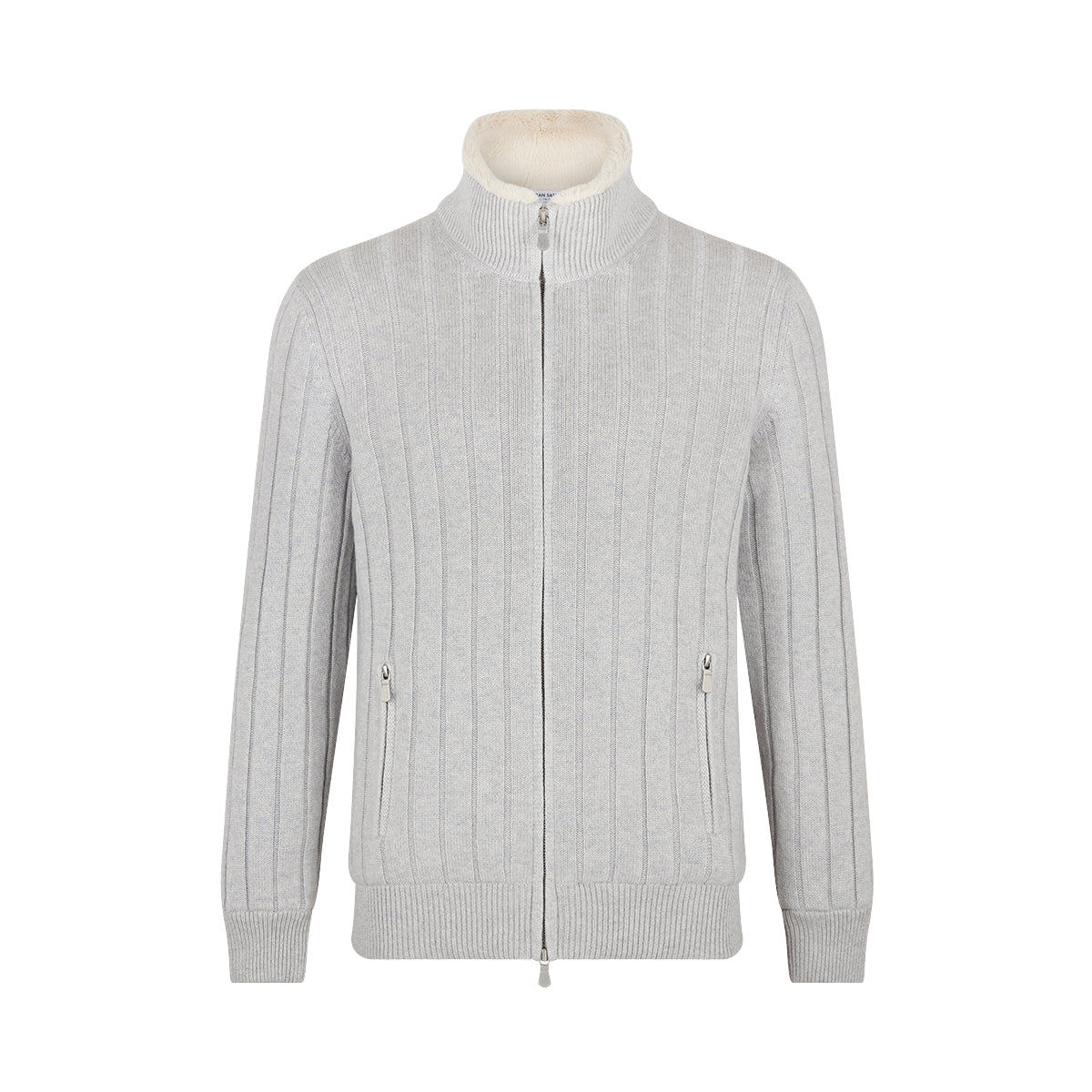 Grey Faux Fur Lined Knitted Jacket