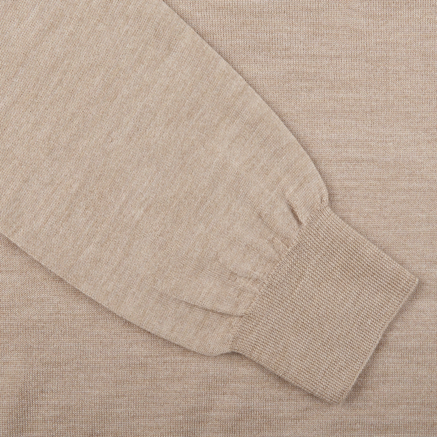 Gran Sasso Beige Wool Silk Crew Neck Sweater Cuff