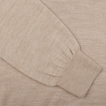 Gran Sasso Beige Wool Silk Crew Neck Sweater Cuff
