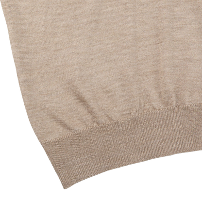Gran Sasso Beige Wool Silk Crew Neck Sweater Edge