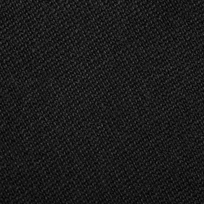 Close-up of the Gran Sasso Black Extra Fine Merino Wool Rollneck, highlighting its textured, woven black wool surface and fine details—ideal for a slim fit garment.
