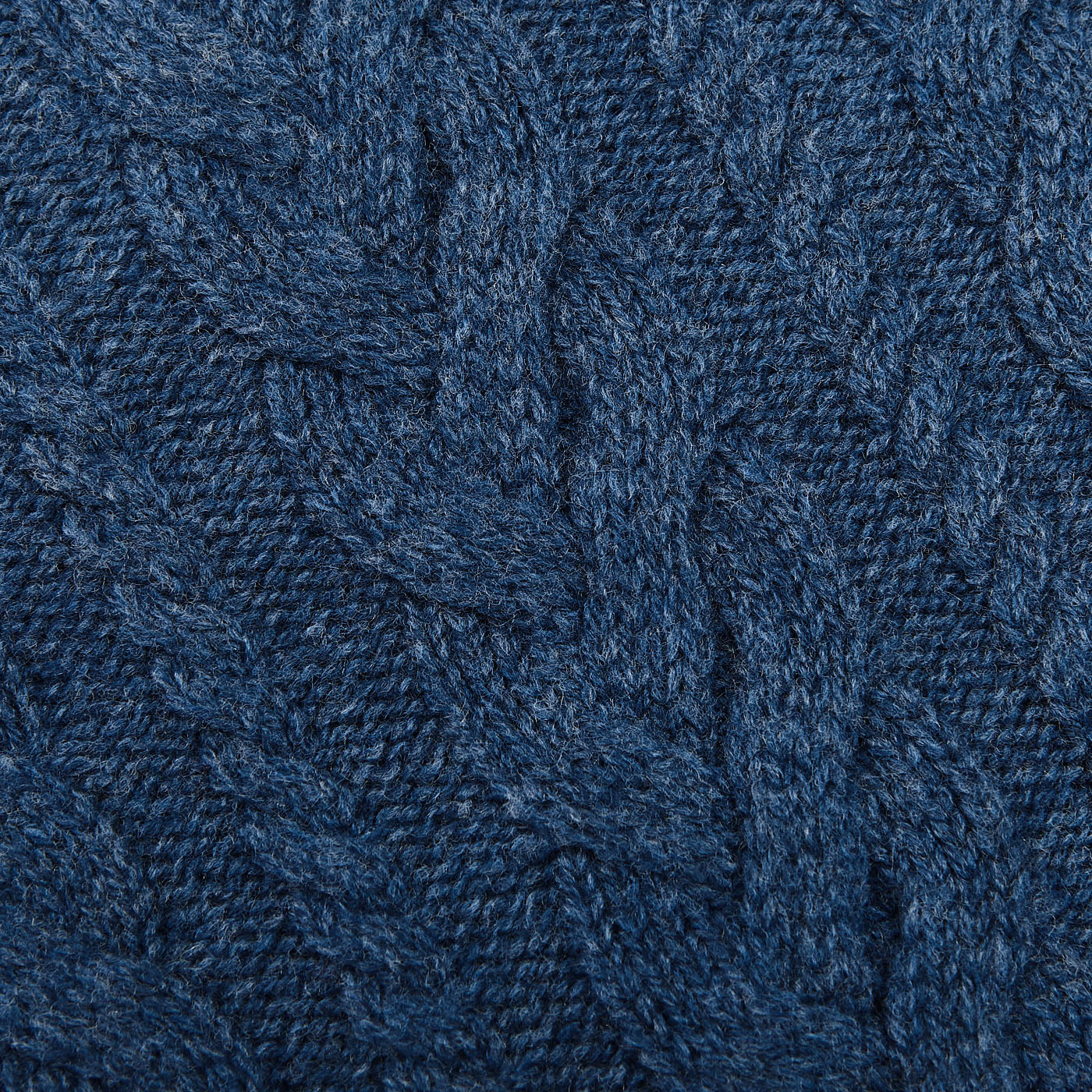 Gran Sasso Blue Melange Wool Cable Knit Crewneck Cable