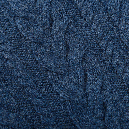 Gran Sasso Blue Melange Wool Cable Knit Crewneck Cable