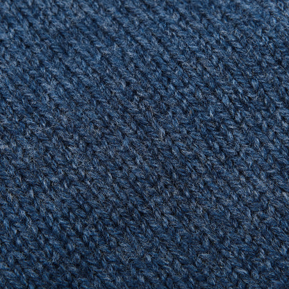 Gran Sasso Blue Melange Wool Cable Knit Crewneck Fabric