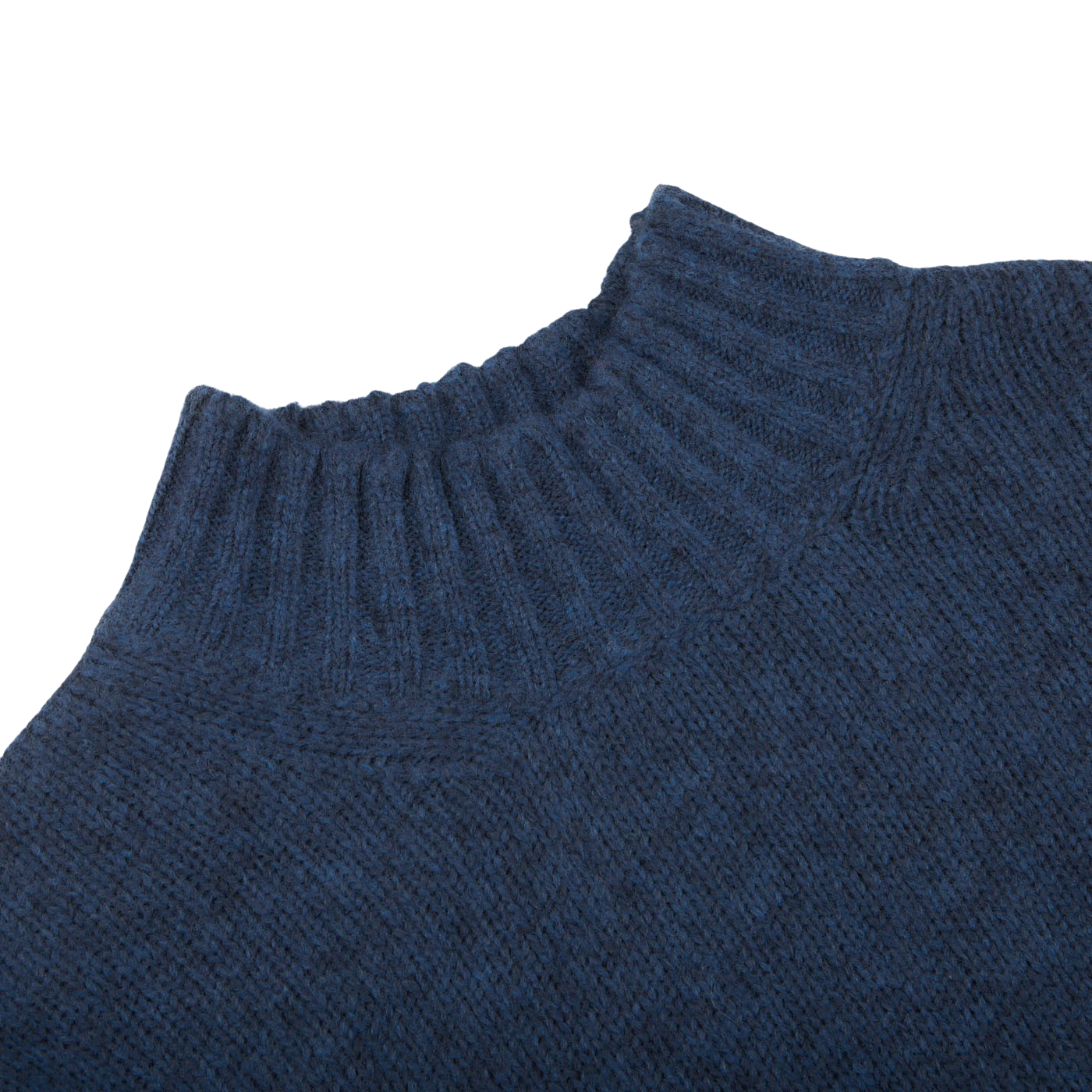 Gran Sasso Blue Wool Blend Mock Neck Sweater Collar