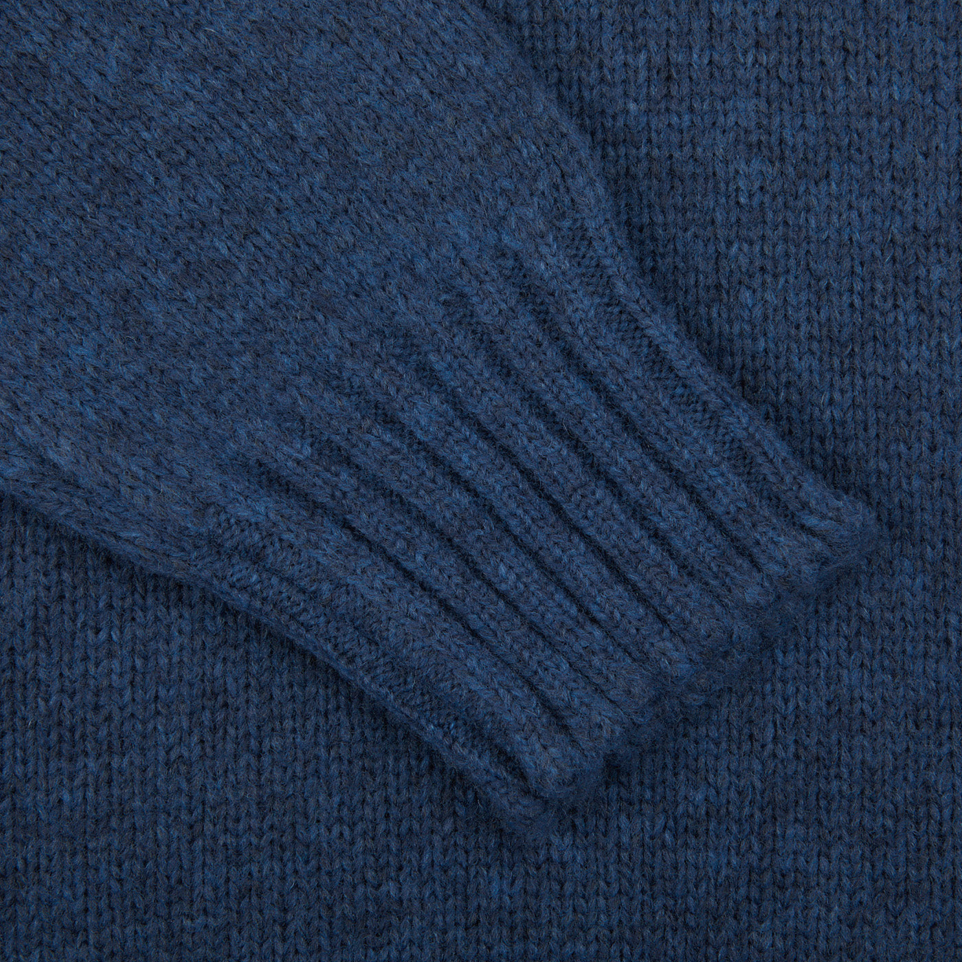 Gran Sasso Blue Wool Blend Mock Neck Sweater Cuff
