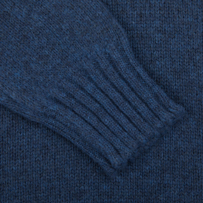 Gran Sasso Blue Wool Blend Mock Neck Sweater Cuff