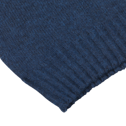 Gran Sasso Blue Wool Blend Mock Neck Sweater Edge