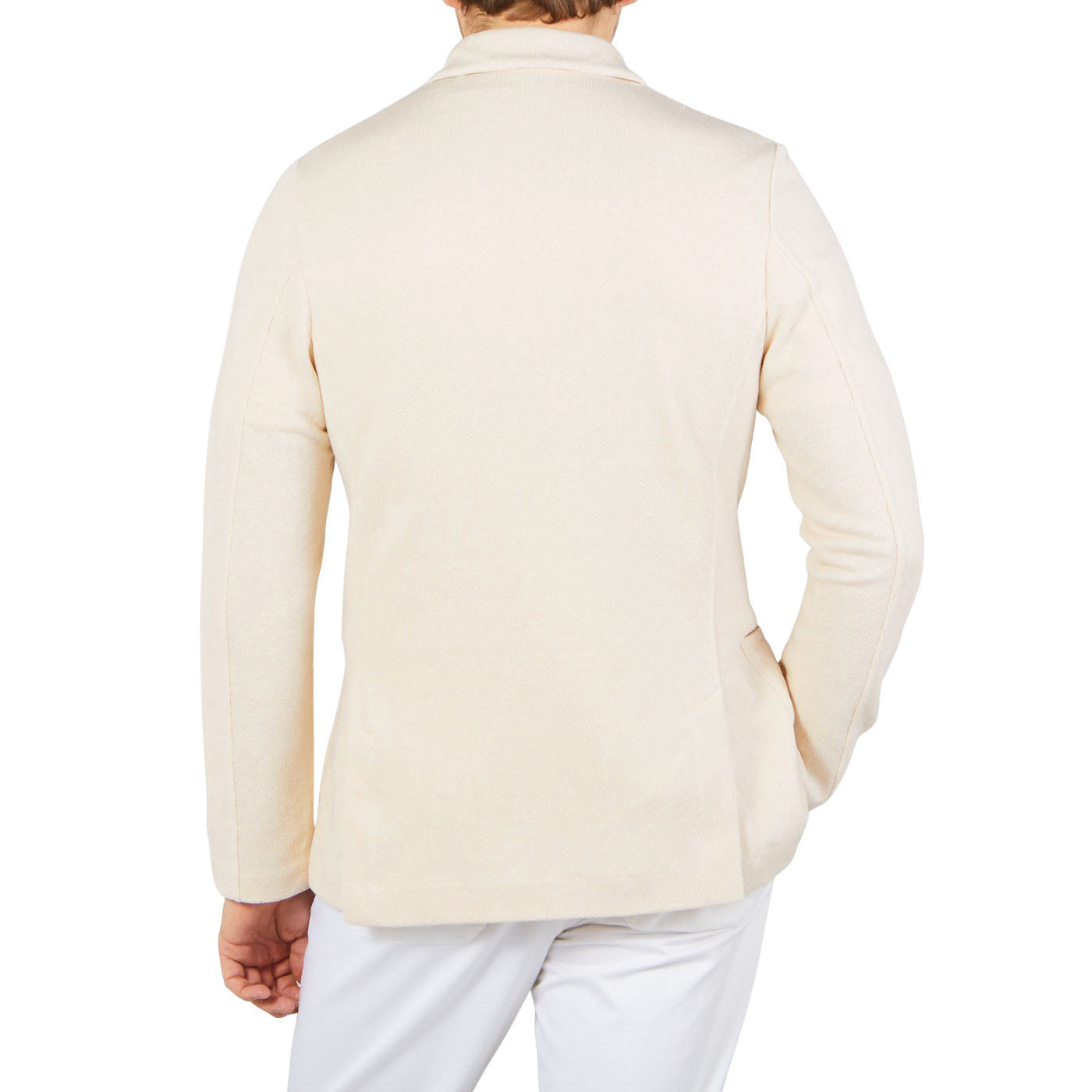 Gran Sasso Cream Beige Cotton Linen Knitted Blazer Back