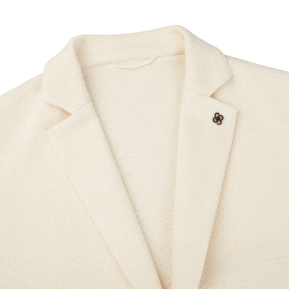 Gran Sasso Cream Beige Cotton Linen Knitted Blazer Collar