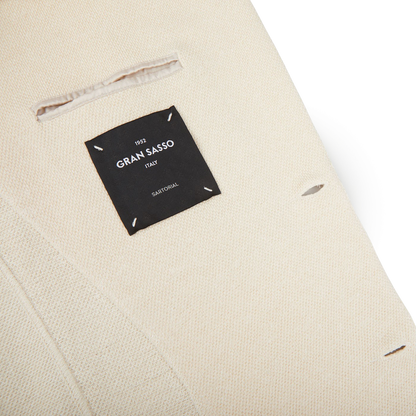 Gran Sasso Cream Beige Cotton Linen Knitted Blazer Inside