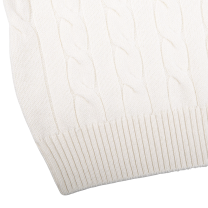 Gran Sasso Cream Cashmere Quarter Button Sweater Edge kopiera