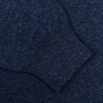 Gran Sasso Dark Blue Melange Wool Cashmere 1:4 Zip Sweater Cuff