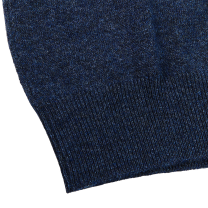 Gran Sasso Dark Blue Melange Wool Cashmere 1:4 Zip Sweater Edge