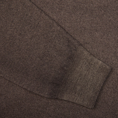 Gran Sasso Dark Brown Vintage Merino Wool Zip Cardigan Cuff