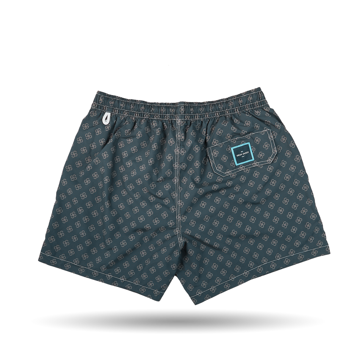 Gran Sasso Grey Logo Printed Recycled Microfiber Swimshorts Back