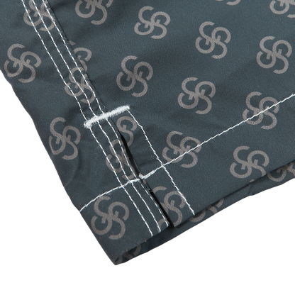 Gran Sasso Grey Logo Printed Recycled Microfiber Swimshorts Edge