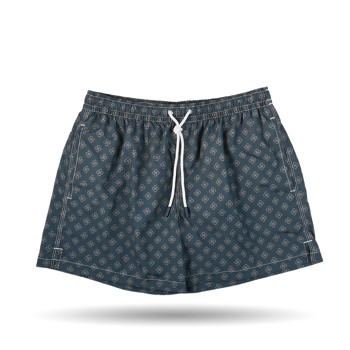Gran Sasso Grey Logo Printed Recycled Microfiber Swimshorts Front