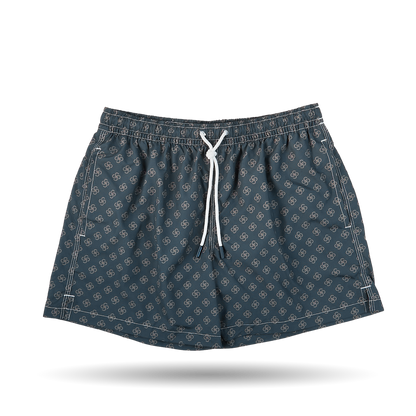 Gran Sasso Grey Logo Printed Recycled Microfiber Swimshorts Front