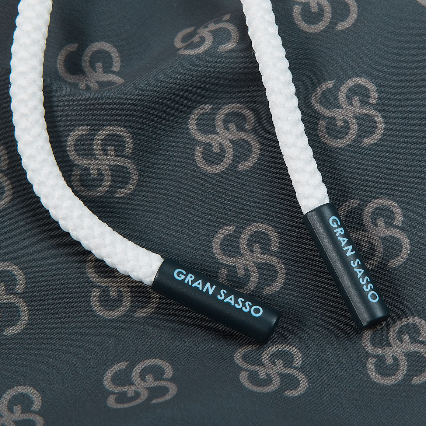 Gran Sasso Grey Logo Printed Recycled Microfiber Swimshorts Strap