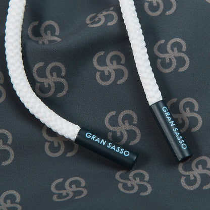 Gran Sasso Grey Logo Printed Recycled Microfiber Swimshorts Strap