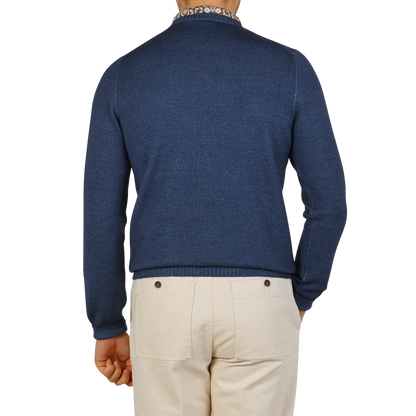 Gran Sasso Indigo Blue Vintage Wool Crewneck Sweater Back