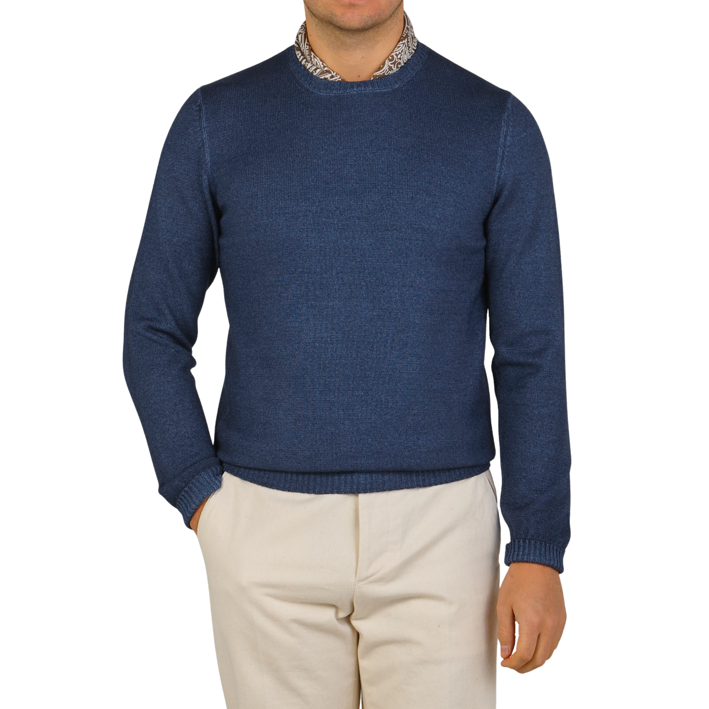 Gran Sasso Indigo Blue Vintage Wool Crewneck Sweater Front