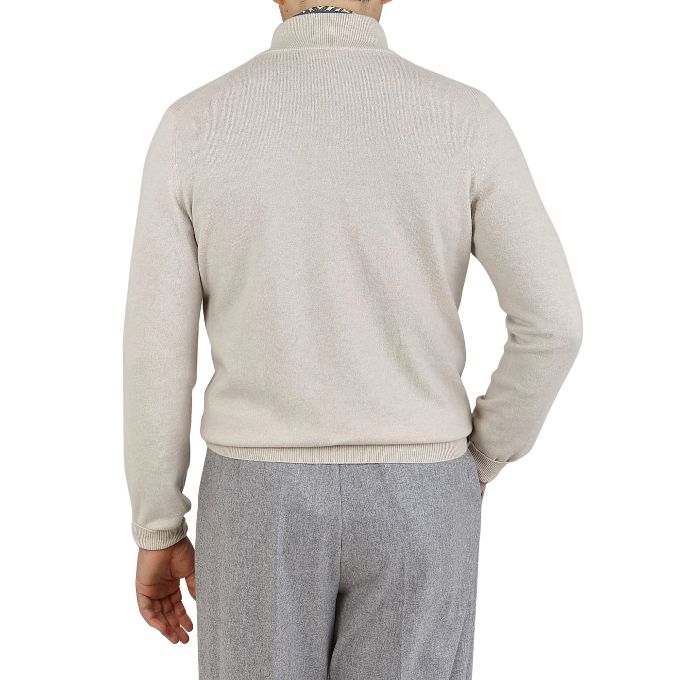 Gran Sasso Light Beige Cashmere 1:4 Zip Sweater Back