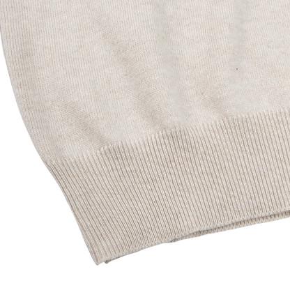Gran Sasso Light Beige Cashmere 1:4 Zip Sweater Edge