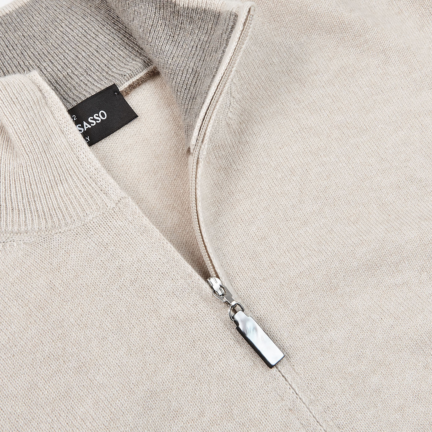 Gran Sasso Light Beige Cashmere 1:4 Zip Sweater Open