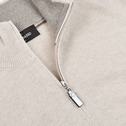 Gran Sasso Light Beige Cashmere 1:4 Zip Sweater Open