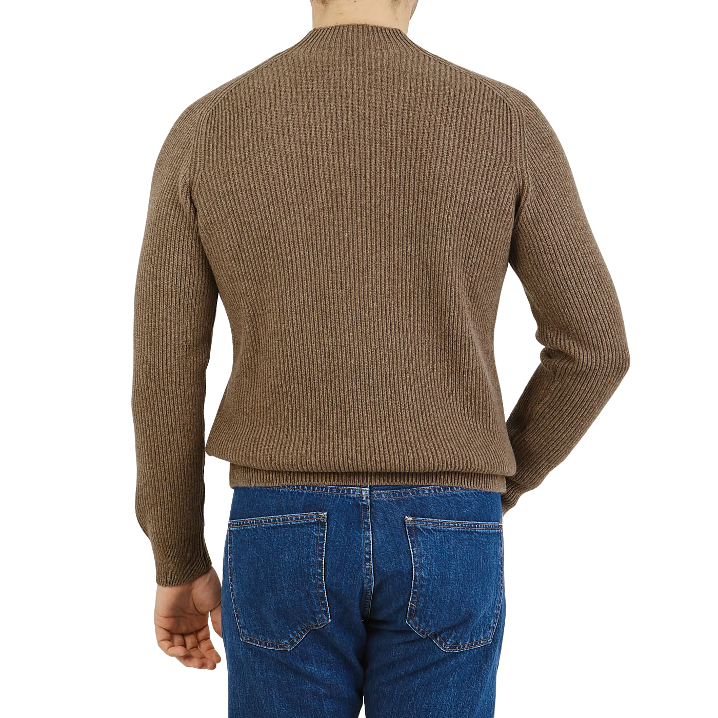 Gran Sasso Light Brown Cashmere Mock Neck Sweater Back