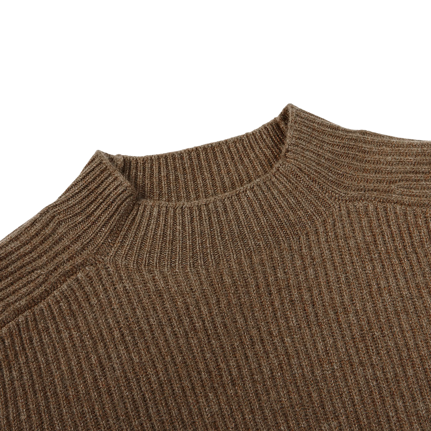 Gran Sasso Light Brown Cashmere Mock Neck Sweater Collar