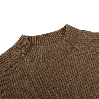 Gran Sasso Light Brown Cashmere Mock Neck Sweater Collar