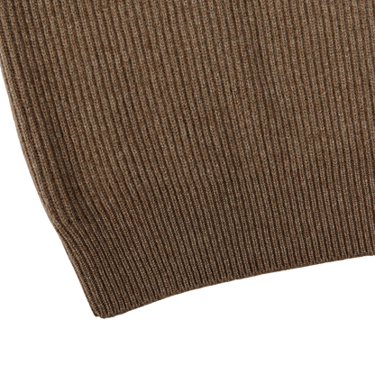 Gran Sasso Light Brown Cashmere Mock Neck Sweater Edge