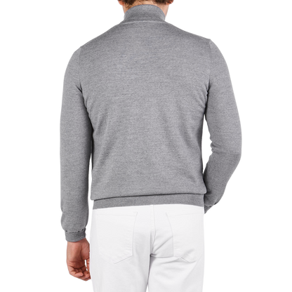 Gran Sasso Light Grey Extra Fine Merino Roll Neck Back