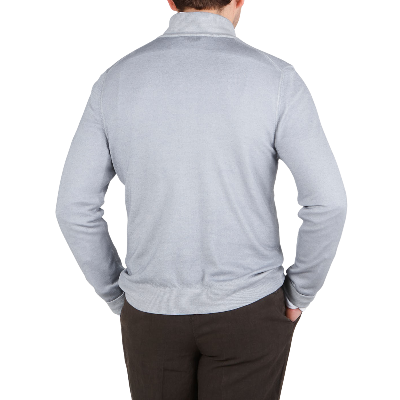 Gran Sasso Light Grey Vintage Merino Wool Zip Cardigan Back